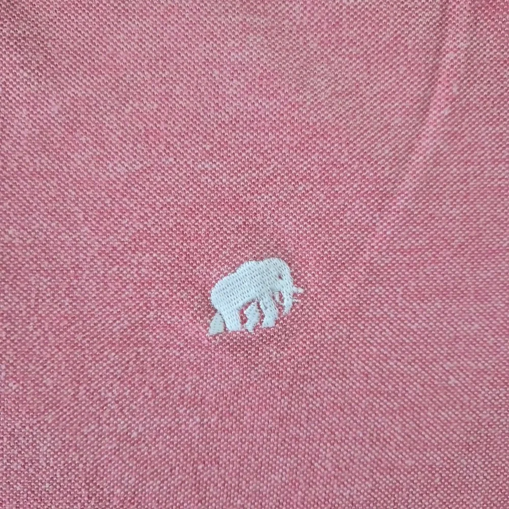 Banana Republic Mens XL Salmon Pink Pique Polo Shirt Elephant Logo Short Sleeve